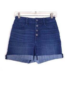 Nine West Button Fly Cuffed Hem Denim Jean Shorts Women's Size 4